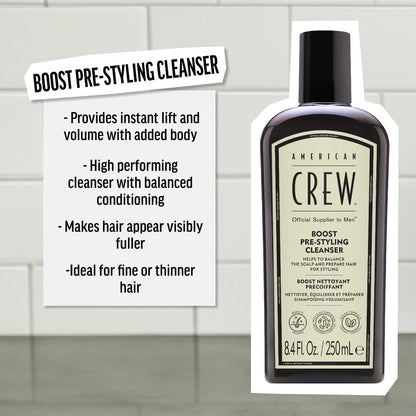 American Crew Boost Shampoo for Fine & Thin Hair – Instantly Volumizing Formula, Adds Volume, Lift & Shine, Vegan, 8.4 fl oz Avelisse