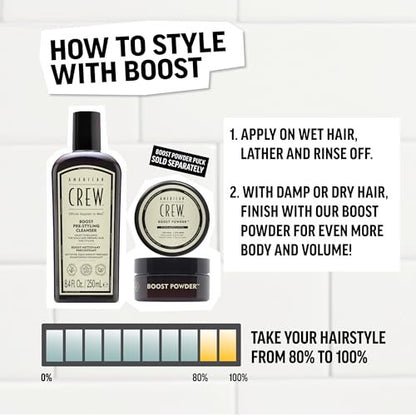 American Crew Boost Shampoo for Fine & Thin Hair – Instantly Volumizing Formula, Adds Volume, Lift & Shine, Vegan, 8.4 fl oz Avelisse