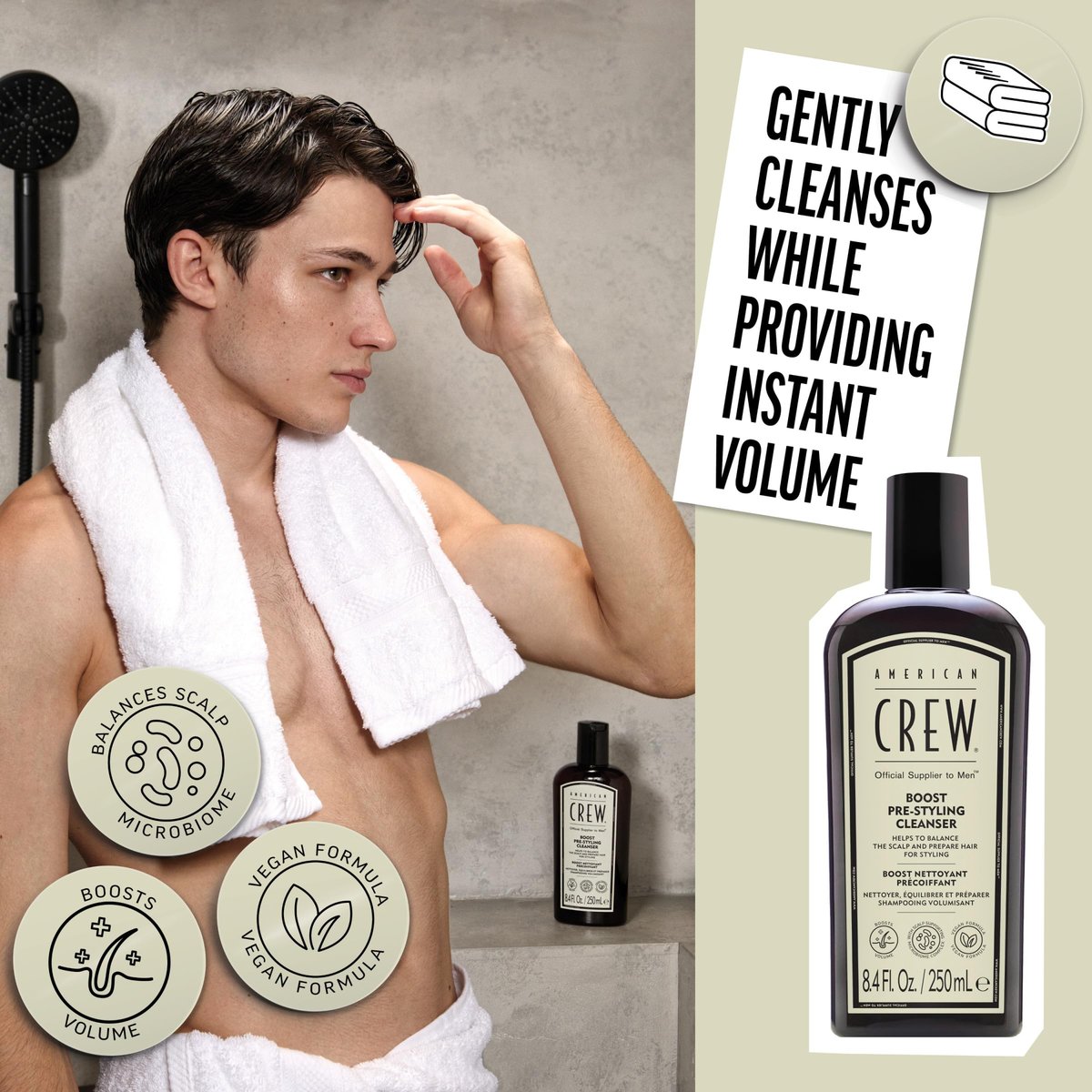 American Crew Boost Shampoo for Fine & Thin Hair – Instantly Volumizing Formula, Adds Volume, Lift & Shine, Vegan, 8.4 fl oz Avelisse