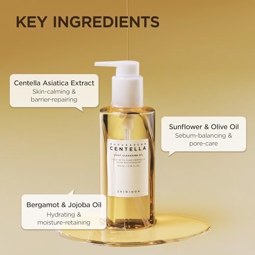 SKIN1004 Madagascar Centella Light Cleansing Oil - 6.76 fl.oz (200ml) Gentle Korean Oil Cleanser for Face, Double Cleansing Avelisse