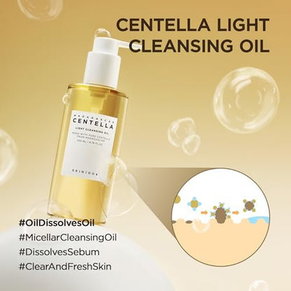 SKIN1004 Madagascar Centella Light Cleansing Oil - 6.76 fl.oz (200ml) Gentle Korean Oil Cleanser for Face, Double Cleansing Avelisse