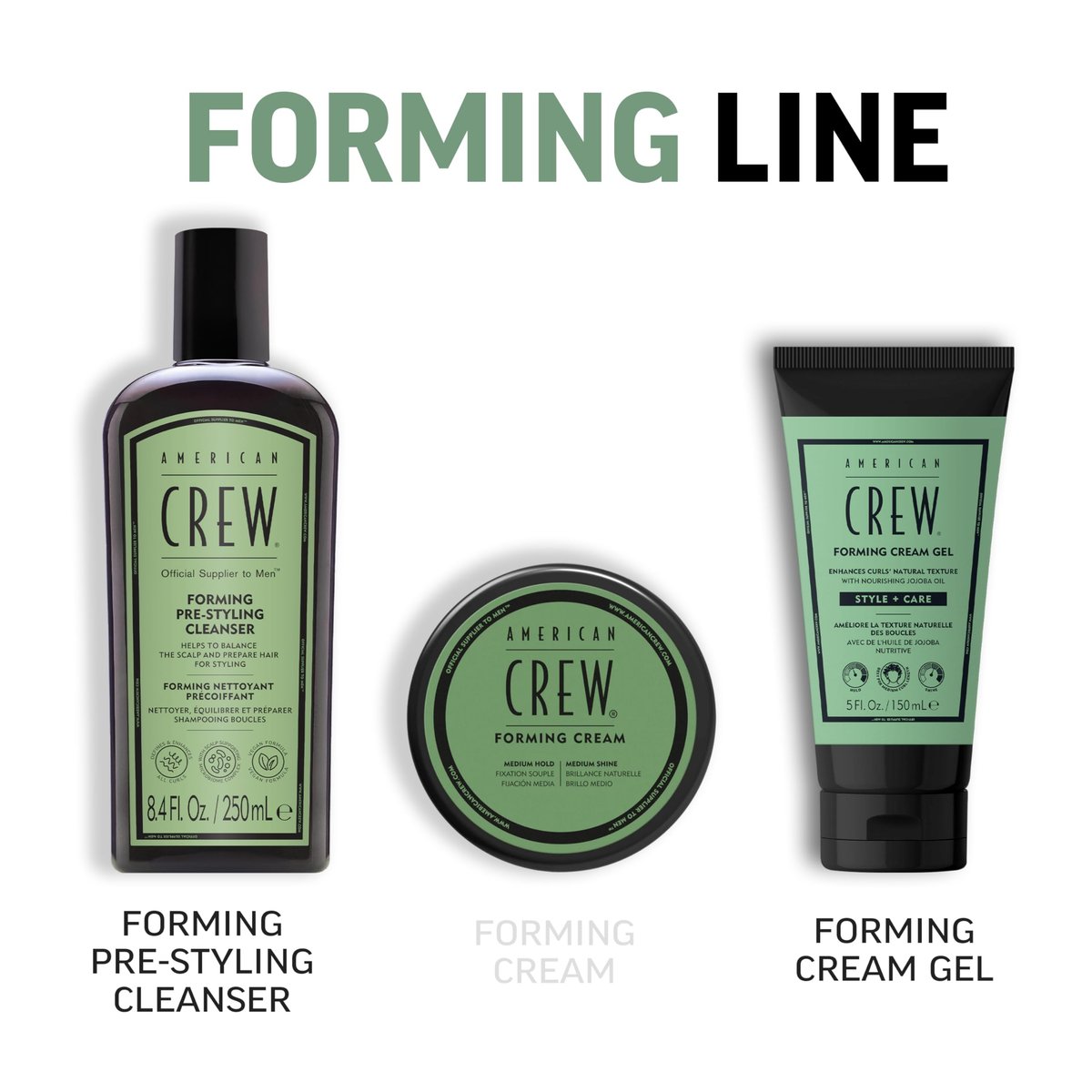 AMERICAN CREW Forming Cream Gel - Hybrid Curl Defining Hair Cream for Men, Medium Hold with Anti-Frizz Protection, 5 fl oz Avelisse