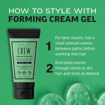 AMERICAN CREW Forming Cream Gel - Hybrid Curl Defining Hair Cream for Men, Medium Hold with Anti-Frizz Protection, 5 fl oz Avelisse