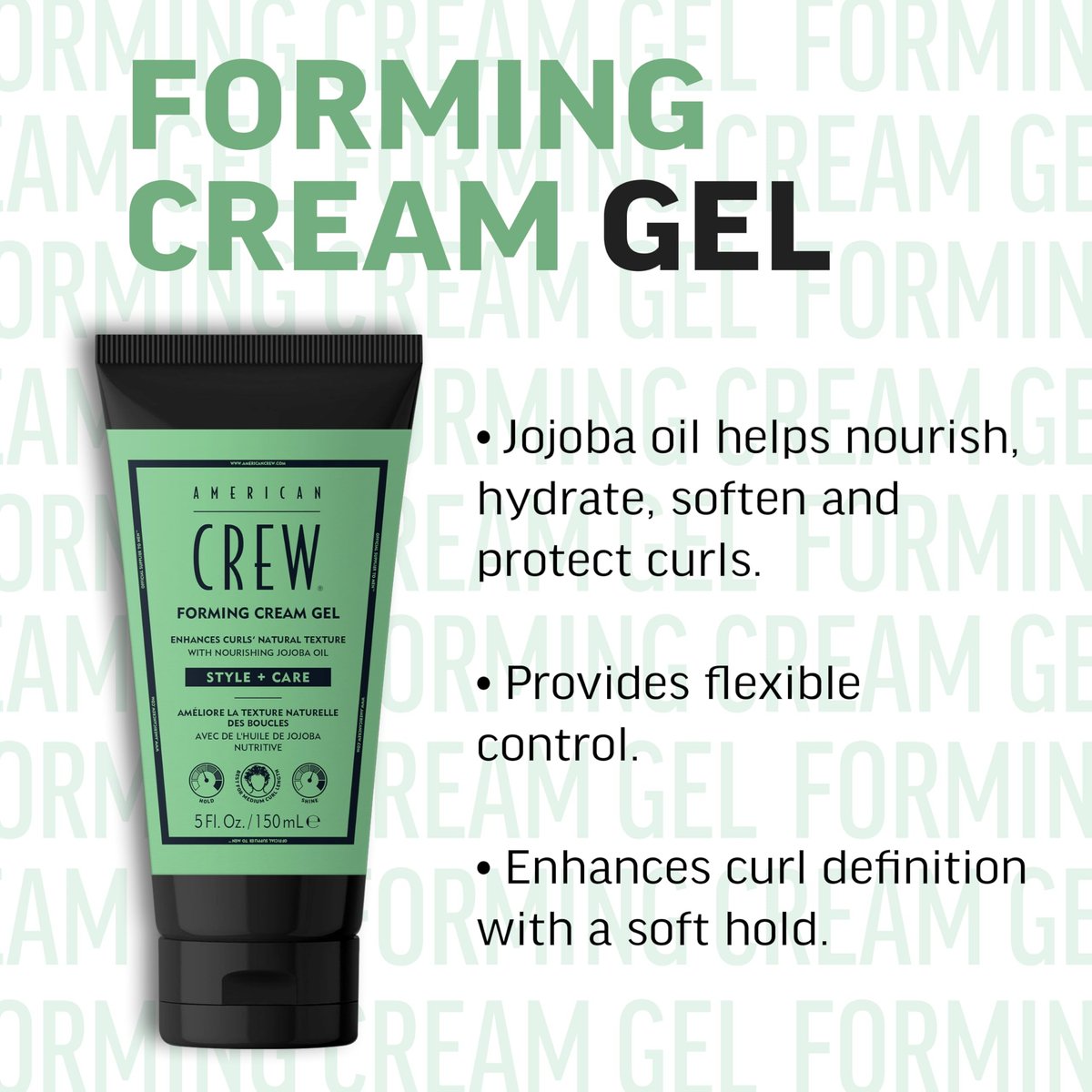 AMERICAN CREW Forming Cream Gel - Hybrid Curl Defining Hair Cream for Men, Medium Hold with Anti-Frizz Protection, 5 fl oz Avelisse