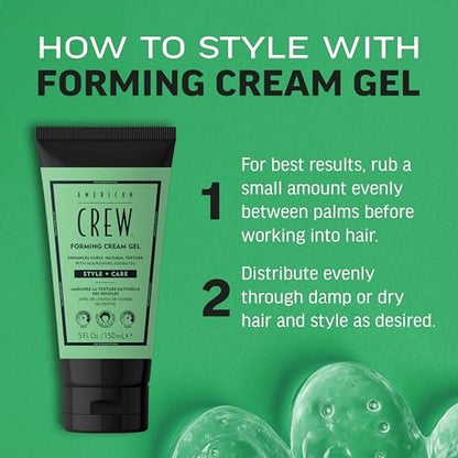 AMERICAN CREW Forming Cream Gel - Hybrid Curl Defining Hair Cream for Men, Medium Hold with Anti-Frizz Protection, 5 fl oz Avelisse