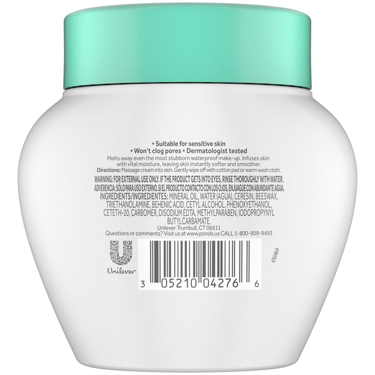 POND'S Cold Cream Make-Up Remover & Deep Cleanser, Fragrance-Free, 2-Pack | Non-Comedogenic, Hypoallergenic, Dermatologist-Tested, 6.1 oz Each Avelisse
