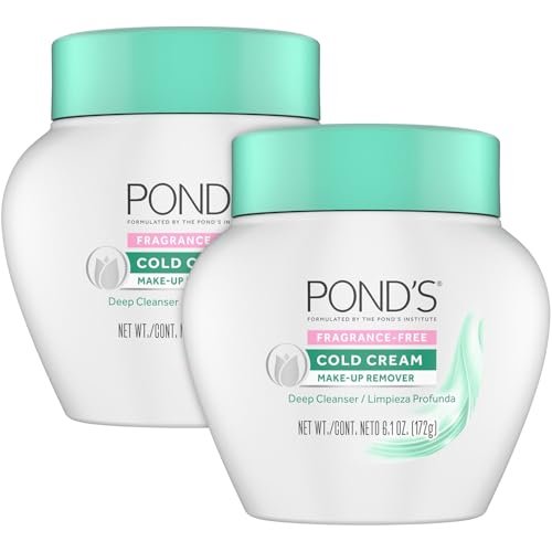 POND'S Cold Cream Make-Up Remover & Deep Cleanser, Fragrance-Free, 2-Pack | Non-Comedogenic, Hypoallergenic, Dermatologist-Tested, 6.1 oz Each Avelisse
