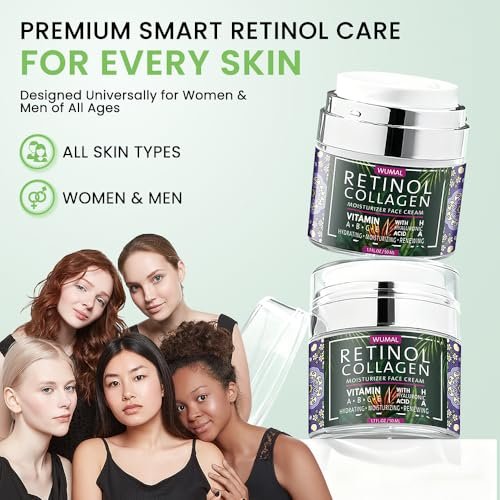 WUMAL Retinol Cream with Collagen & Hyaluronic Acid - Face Moisturizer for Women and Men - Reduces Wrinkles, Fine Lines and Dryness - 1.7 oz Avelisse