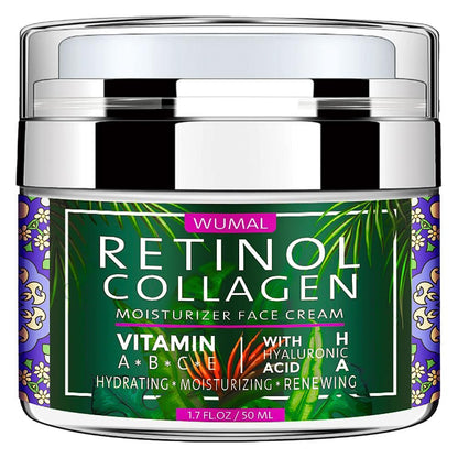 WUMAL Retinol Cream with Collagen & Hyaluronic Acid - Face Moisturizer for Women and Men - Reduces Wrinkles, Fine Lines and Dryness - 1.7 oz Avelisse
