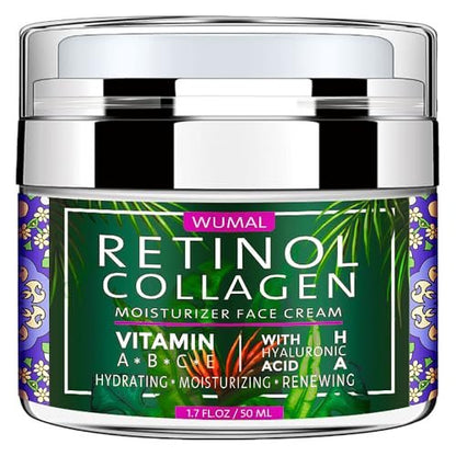WUMAL Retinol Cream with Collagen & Hyaluronic Acid - Face Moisturizer for Women and Men - Reduces Wrinkles, Fine Lines and Dryness - 1.7 oz Avelisse