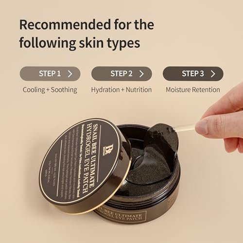 BENTON Snail Bee Ultimate Hydrogel Eye Patches - Hydrating Snail Mucin, Reusable & Cooling (60 Patches) Avelisse