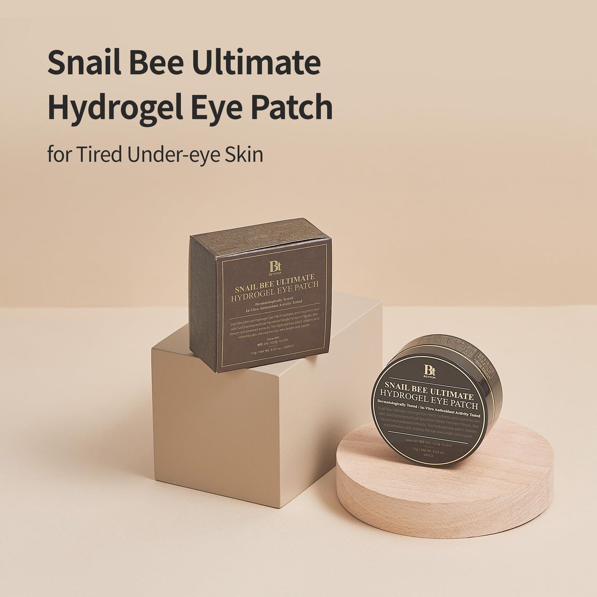 BENTON Snail Bee Ultimate Hydrogel Eye Patches - Hydrating Snail Mucin, Reusable & Cooling (60 Patches) Avelisse