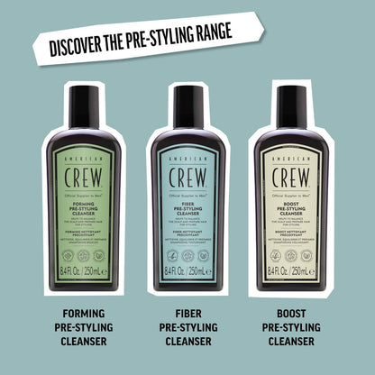 AMERICAN CREW Men's Pre-Styler Fiber Shampoo for Damaged & Fine Hair, Strengthening Shampoo Adds Thickness & Shine, Vegan, 8.4 fl oz Avelisse