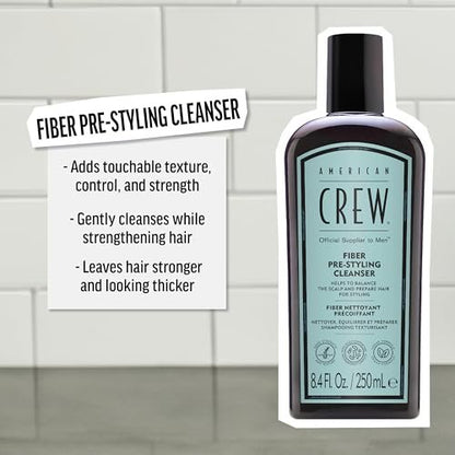 AMERICAN CREW Men's Pre-Styler Fiber Shampoo for Damaged & Fine Hair, Strengthening Shampoo Adds Thickness & Shine, Vegan, 8.4 fl oz Avelisse