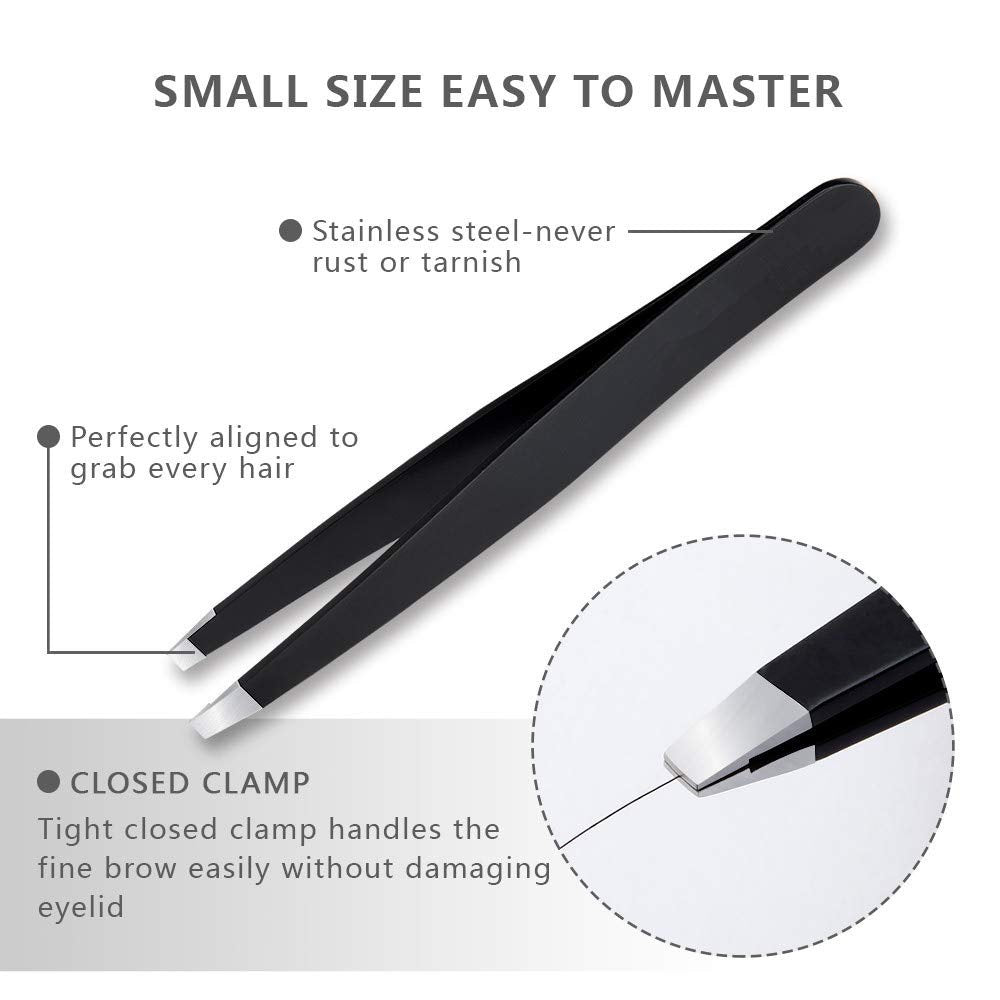 Professional Stainless Steel Tweezers Set 5-Piece with Scissors and Leather Travel Case - Precision Eyebrow, Splinter & Ingrown Hair Removal Tool Kit - görsel 5