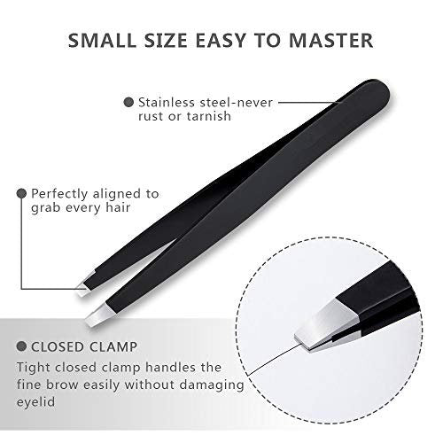 Professional Stainless Steel Tweezers Set 5-Piece with Scissors and Leather Travel Case - Precision Eyebrow, Splinter & Ingrown Hair Removal Tool Kit - görsel 6