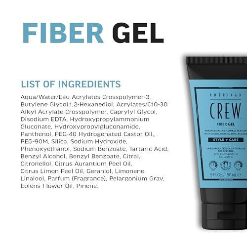 AMERICAN CREW Fiber Gel – Hybrid Styling Hair Gel for Men, Medium Hold, Natural Finish, 5 fl oz Avelisse