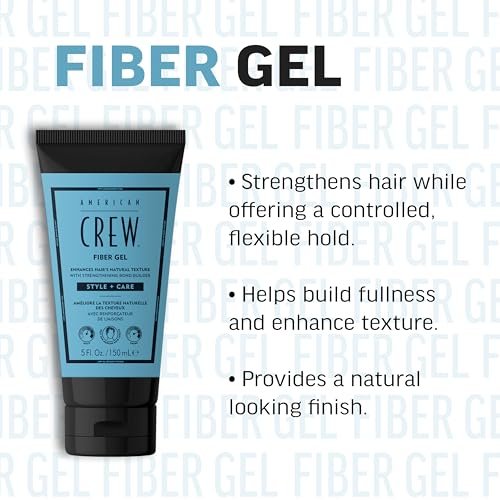 AMERICAN CREW Fiber Gel – Hybrid Styling Hair Gel for Men, Medium Hold, Natural Finish, 5 fl oz Avelisse