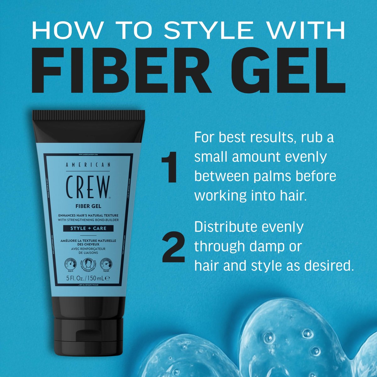 AMERICAN CREW Fiber Gel – Hybrid Styling Hair Gel for Men, Medium Hold, Natural Finish, 5 fl oz Avelisse