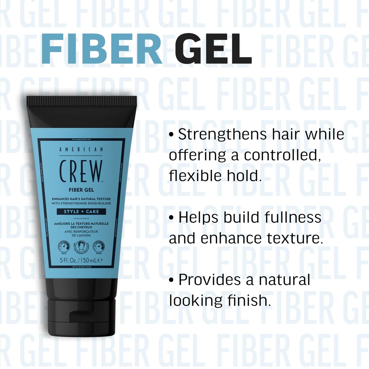 AMERICAN CREW Fiber Gel – Hybrid Styling Hair Gel for Men, Medium Hold, Natural Finish, 5 fl oz Avelisse