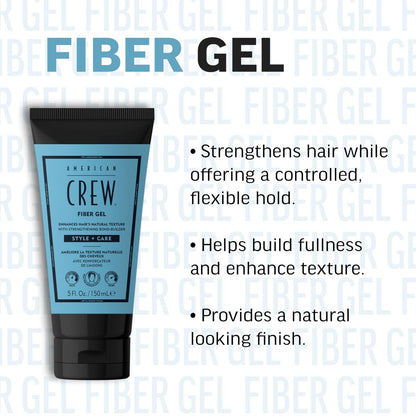 AMERICAN CREW Fiber Gel – Hybrid Styling Hair Gel for Men, Medium Hold, Natural Finish, 5 fl oz Avelisse
