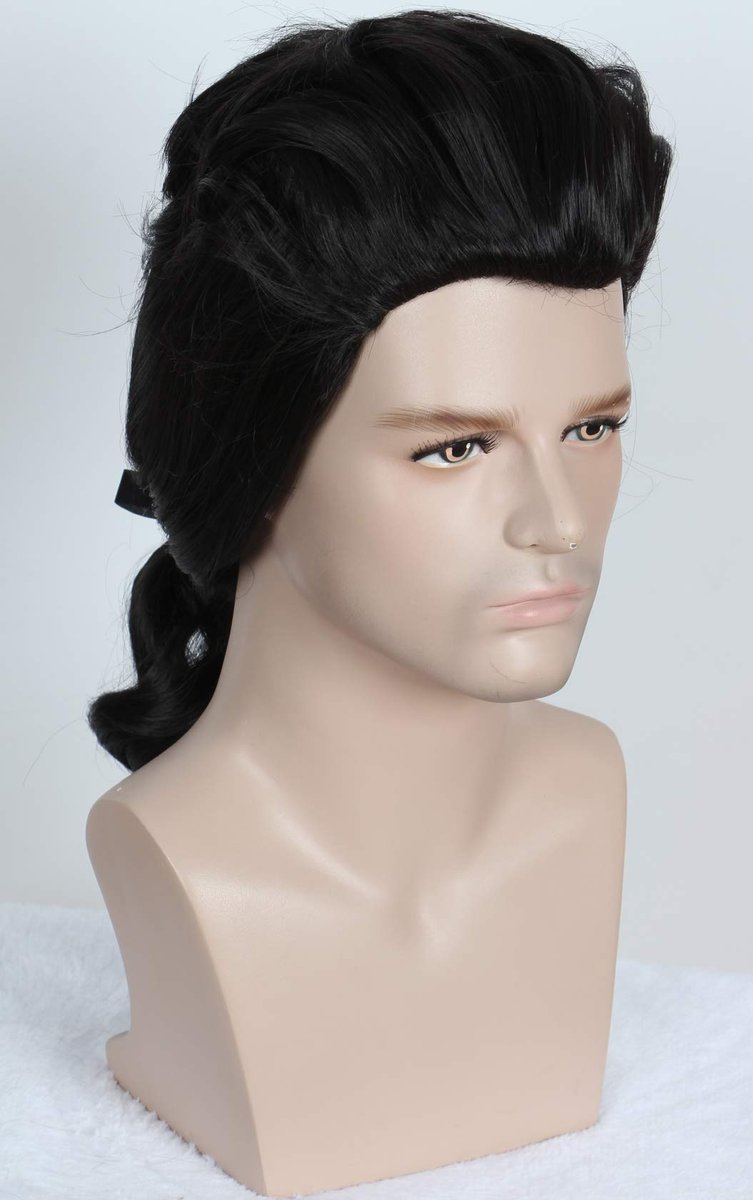 Linfairy Colonial Man Wig - Black Colonial Costume Wig for Women Halloween Party - görsel 3