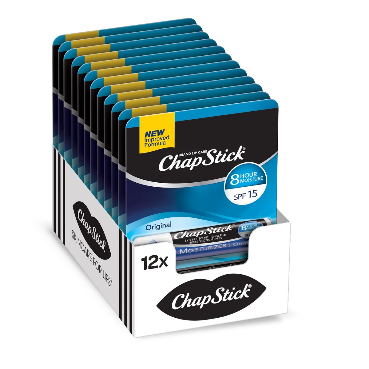 ChapStick Moisturizer Original Lip Balm Tubes with SPF 15 – 0.15 oz, 12-Pack Avelisse