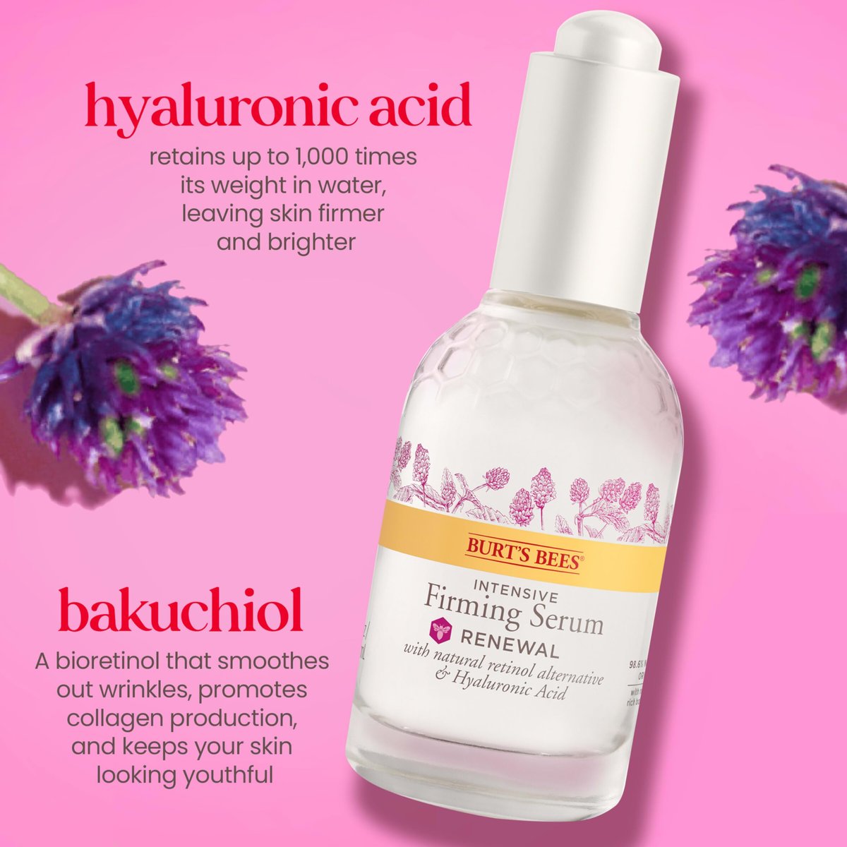 Burt's Bees Renewal Intensive Firming Serum with Natural Retinol Alternative and Hyaluronic Acid, Anti-Aging Face Serum, 1 fl. oz. - görsel 7