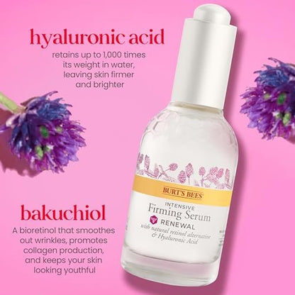Burt's Bees Renewal Intensive Firming Serum with Natural Retinol Alternative and Hyaluronic Acid, Anti-Aging Face Serum, 1 fl. oz.