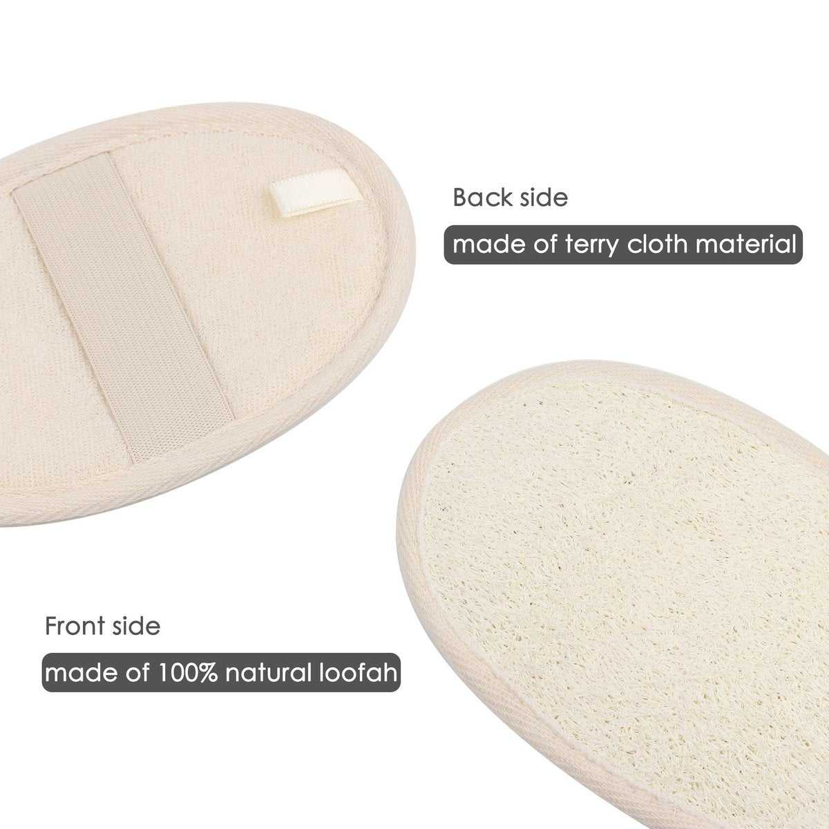 10-Pack Exfoliating Loofah Sponge Pads - Natural Luffa & Terry Cloth Body Scrubbers for Shower & Bath - Mooerca (Sage) - görsel 13