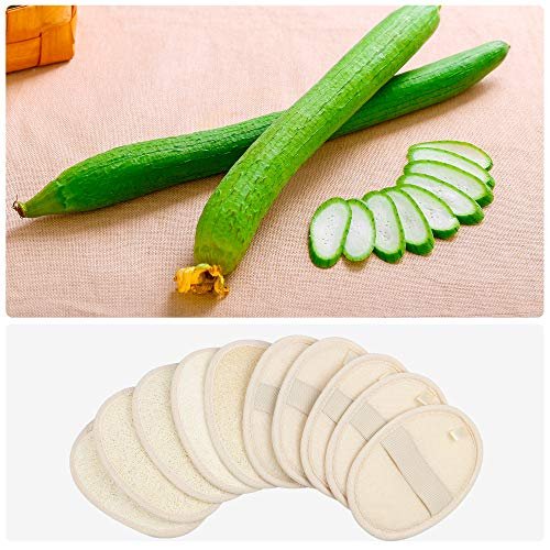 10-Pack Exfoliating Loofah Sponge Pads - Natural Luffa & Terry Cloth Body Scrubbers for Shower & Bath - Mooerca (Sage) - görsel 12