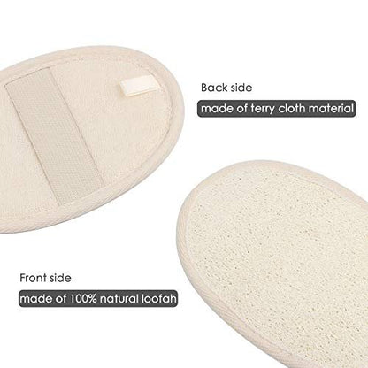 10-Pack Exfoliating Loofah Sponge Pads - Natural Luffa & Terry Cloth Body Scrubbers for Shower & Bath - Mooerca (Sage)