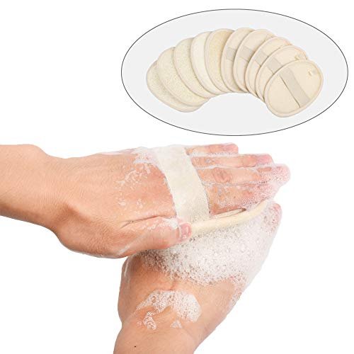 10-Pack Exfoliating Loofah Sponge Pads - Natural Luffa & Terry Cloth Body Scrubbers for Shower & Bath - Mooerca (Sage) - görsel 8