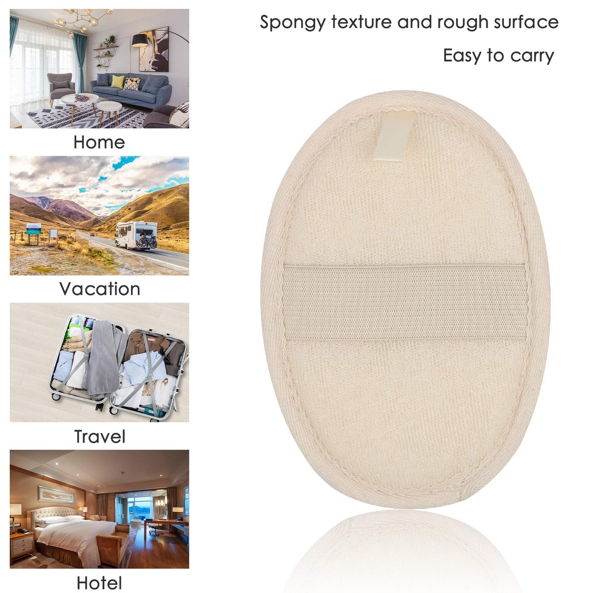 10-Pack Exfoliating Loofah Sponge Pads - Natural Luffa & Terry Cloth Body Scrubbers for Shower & Bath - Mooerca (Sage) - görsel 17