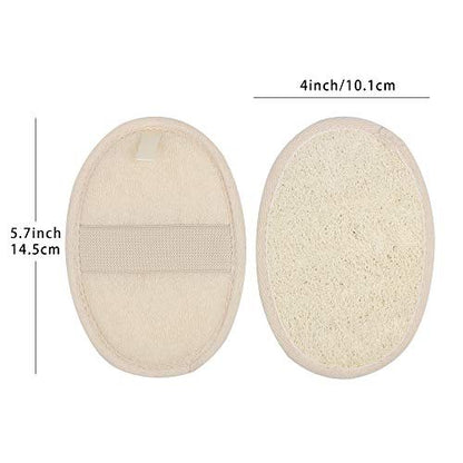 10-Pack Exfoliating Loofah Sponge Pads - Natural Luffa & Terry Cloth Body Scrubbers for Shower & Bath - Mooerca (Sage)