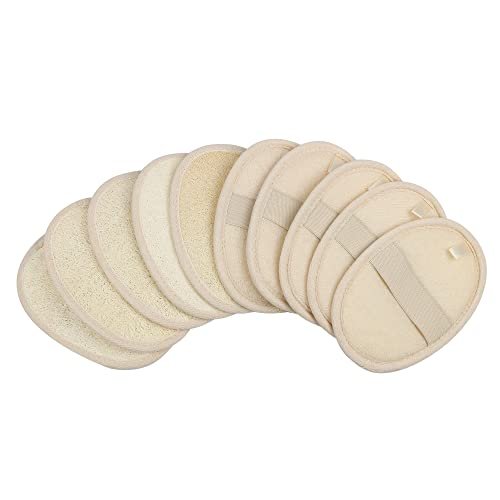 10-Pack Exfoliating Loofah Sponge Pads - Natural Luffa & Terry Cloth Body Scrubbers for Shower & Bath - Mooerca (Sage) - görsel 2
