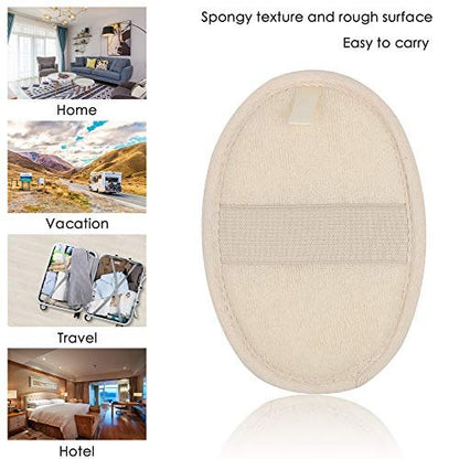10-Pack Exfoliating Loofah Sponge Pads - Natural Luffa & Terry Cloth Body Scrubbers for Shower & Bath - Mooerca (Sage)