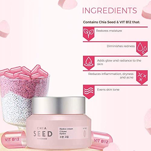 The Face Shop Chia Seed Advanced Hydro Cream - Concentrated Gel Type Hydrating Face Moisturizer with Instant Cooling Effect, 1.76 Fl Oz - görsel 5