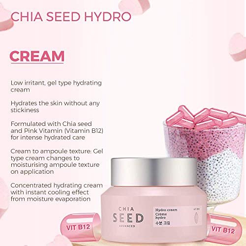 The Face Shop Chia Seed Advanced Hydro Cream - Concentrated Gel Type Hydrating Face Moisturizer with Instant Cooling Effect, 1.76 Fl Oz - görsel 3