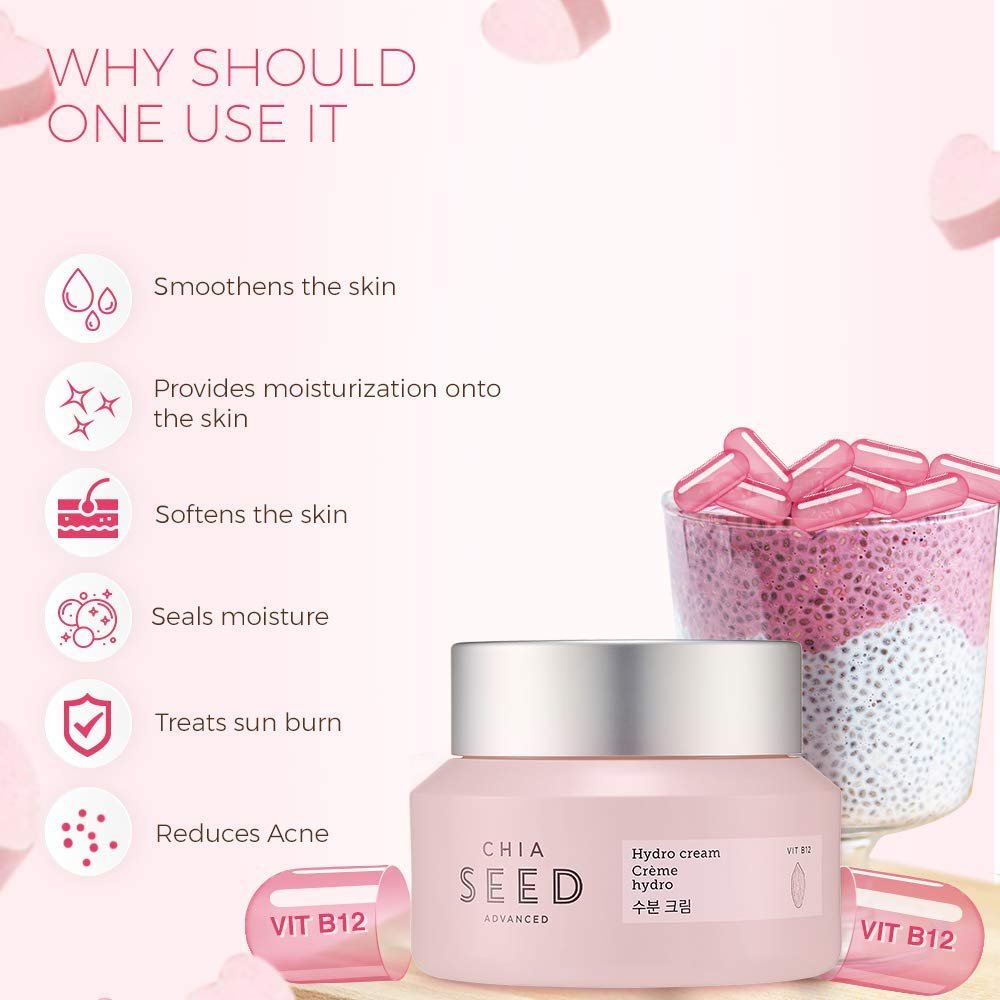 The Face Shop Chia Seed Advanced Hydro Cream - Concentrated Gel Type Hydrating Face Moisturizer with Instant Cooling Effect, 1.76 Fl Oz - görsel 12
