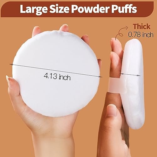 Teenitor 4.13 Inch Ultra Soft Washable Large Round Velour Powder Puff for Body Loose Powder, 4 Pcs (Hot Pink) - görsel 4