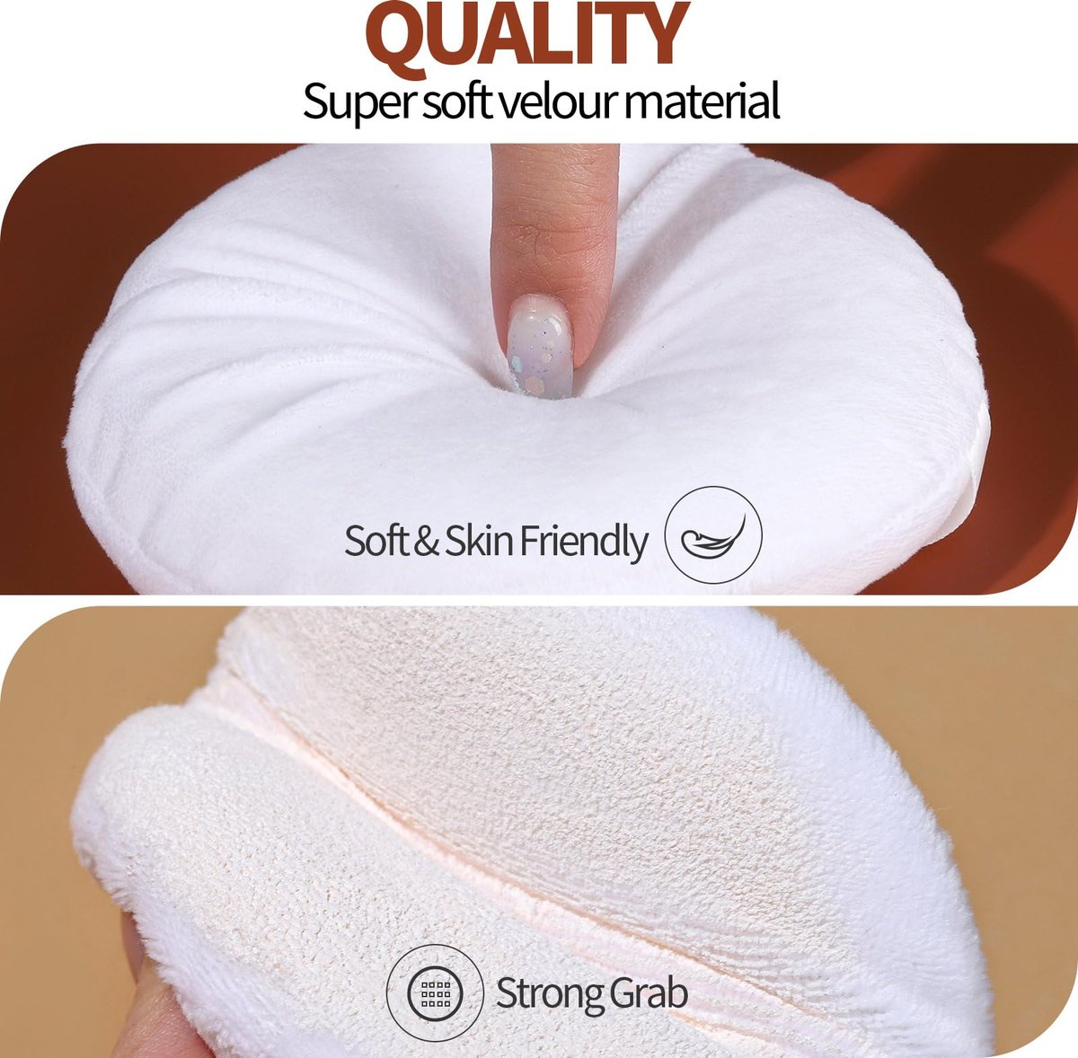 Teenitor 4.13 Inch Ultra Soft Washable Large Round Velour Powder Puff for Body Loose Powder, 4 Pcs (Hot Pink) - görsel 11