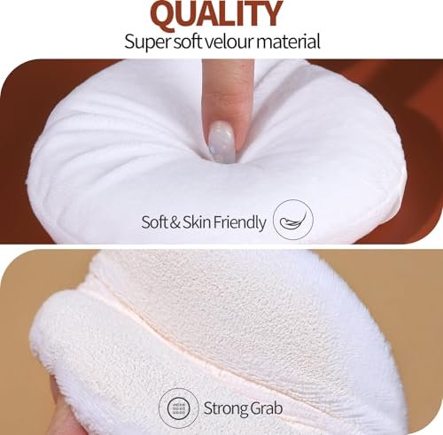 Teenitor 4.13 Inch Ultra Soft Washable Large Round Velour Powder Puff for Body Loose Powder, 4 Pcs (Hot Pink) - görsel 12