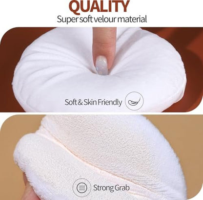 Teenitor 4.13 Inch Ultra Soft Washable Large Round Velour Powder Puff for Body Loose Powder, 4 Pcs (Hot Pink)