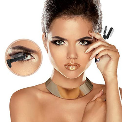 Boao 4-Piece Folding Eyebrow Comb & Eyelash Separator Set - Black, Stainless Steel & Plastic Grooming Tools