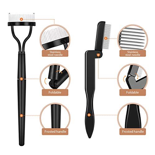 Boao 4-Piece Folding Eyebrow Comb & Eyelash Separator Set - Black, Stainless Steel & Plastic Grooming Tools - görsel 5