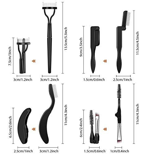 Boao 4-Piece Folding Eyebrow Comb & Eyelash Separator Set - Black, Stainless Steel & Plastic Grooming Tools - görsel 3