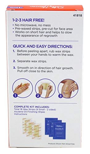 Sally Hansen Hair Remover Wax Strip Kit For Face (Pack of 2) - Gentle Facial Hair Removal Avelisse