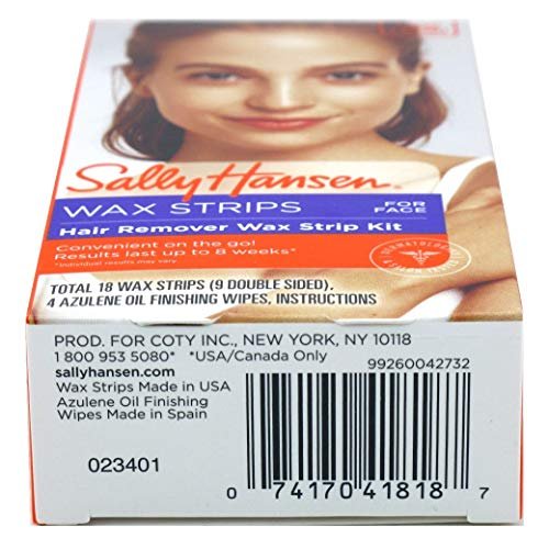Sally Hansen Hair Remover Wax Strip Kit For Face (Pack of 2) - Gentle Facial Hair Removal Avelisse