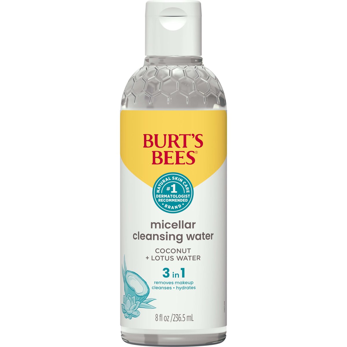 Burt's Bees Micellar Cleansing Water with Coconut & Lotus Extract, 8 oz – Gentle Makeup Remover & Facial Cleanser - görsel 1